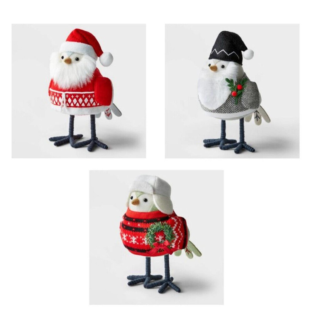 2022 Target Wondershop Featherly Friends Winter Holiday Fabric Birds Set of 3